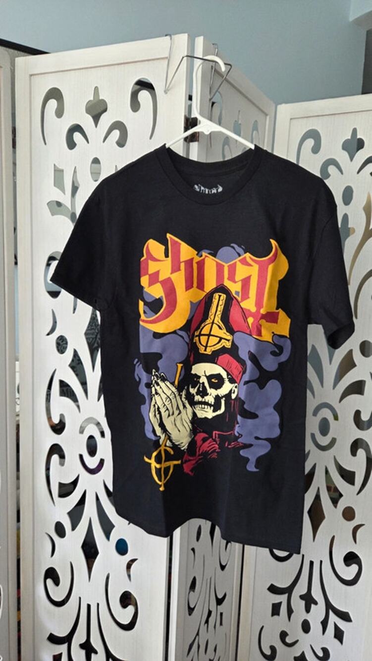 Ghost Band Tee Mens Medium Skull Papa Graphic Black Rock Metal Shirt